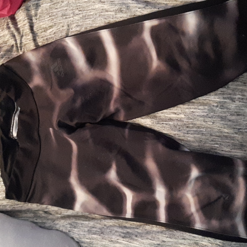 XS extra small cropped leggings, Adidas, black and white pattern, drawstring